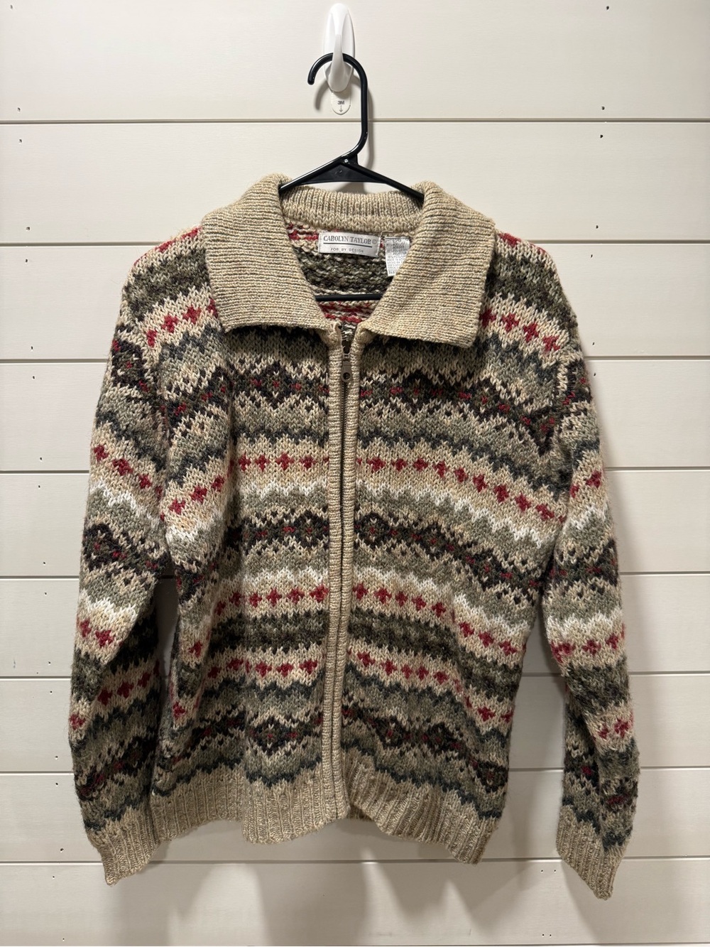 Fair Isle Style Zip-Up Sweater